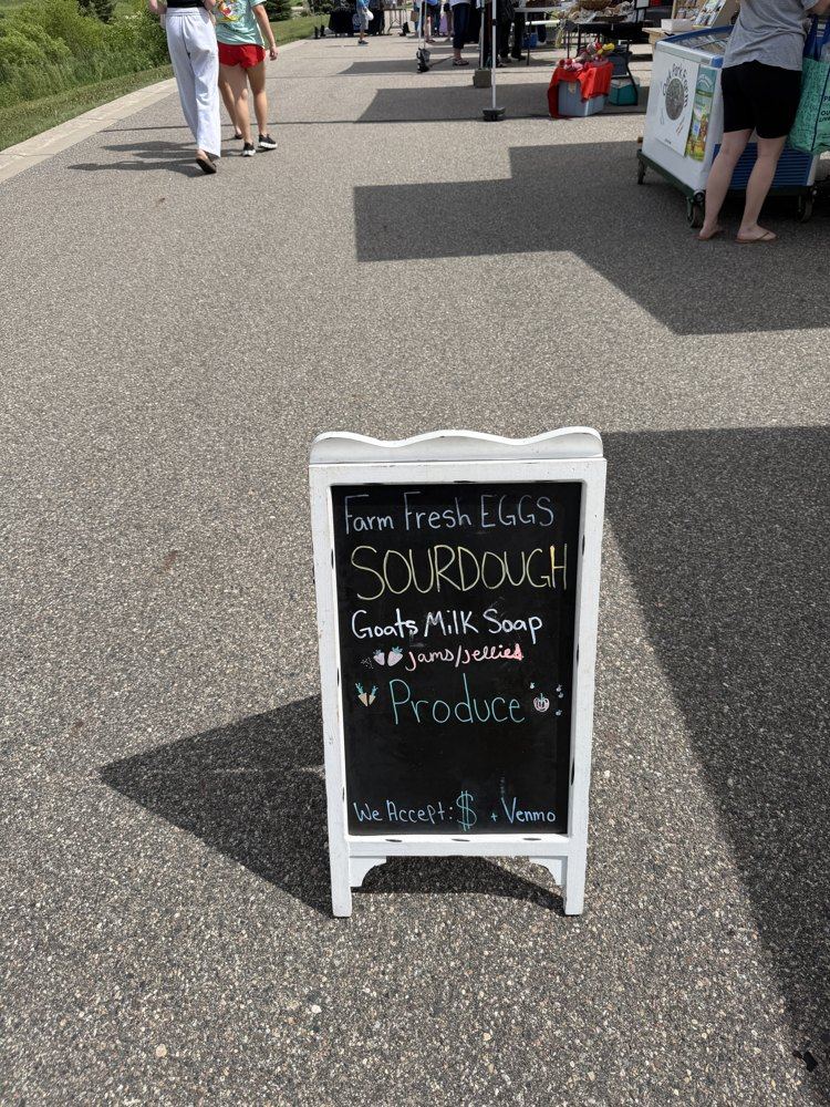 The Fountain Farm farmers market chalkboard sign